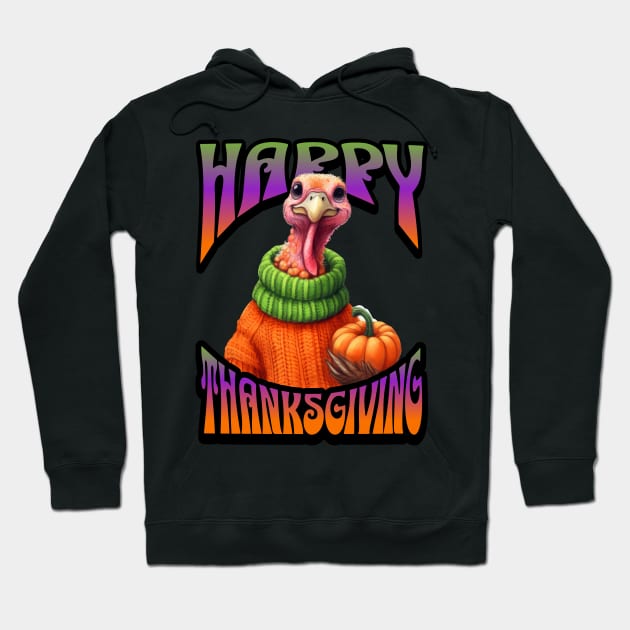 Groovy Psychedelic & Colorful Turkey Thanksgiving Family design Hoodie by Tintedturtles